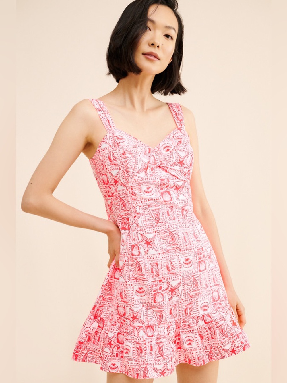 Lilly Pulitzer Rocko Cotton Romper in the "Seaside Harbour" print